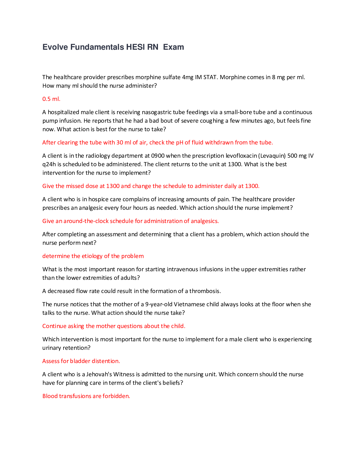 Preview image for HESI RN FUNDAMENTALS PACKAGE